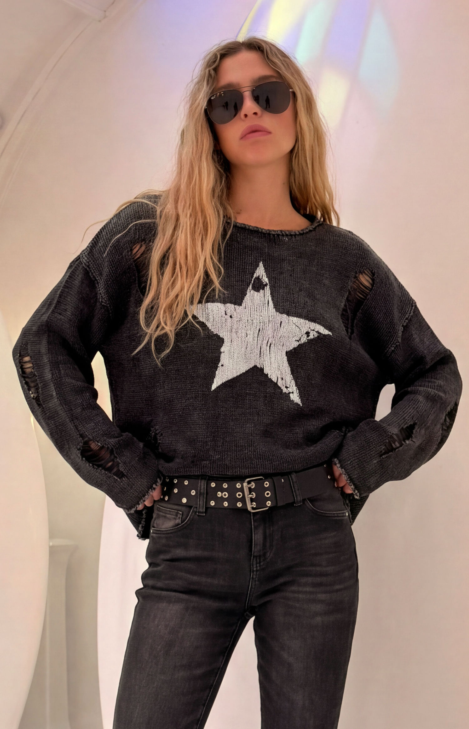 SWEATER SAGE ACID STAR