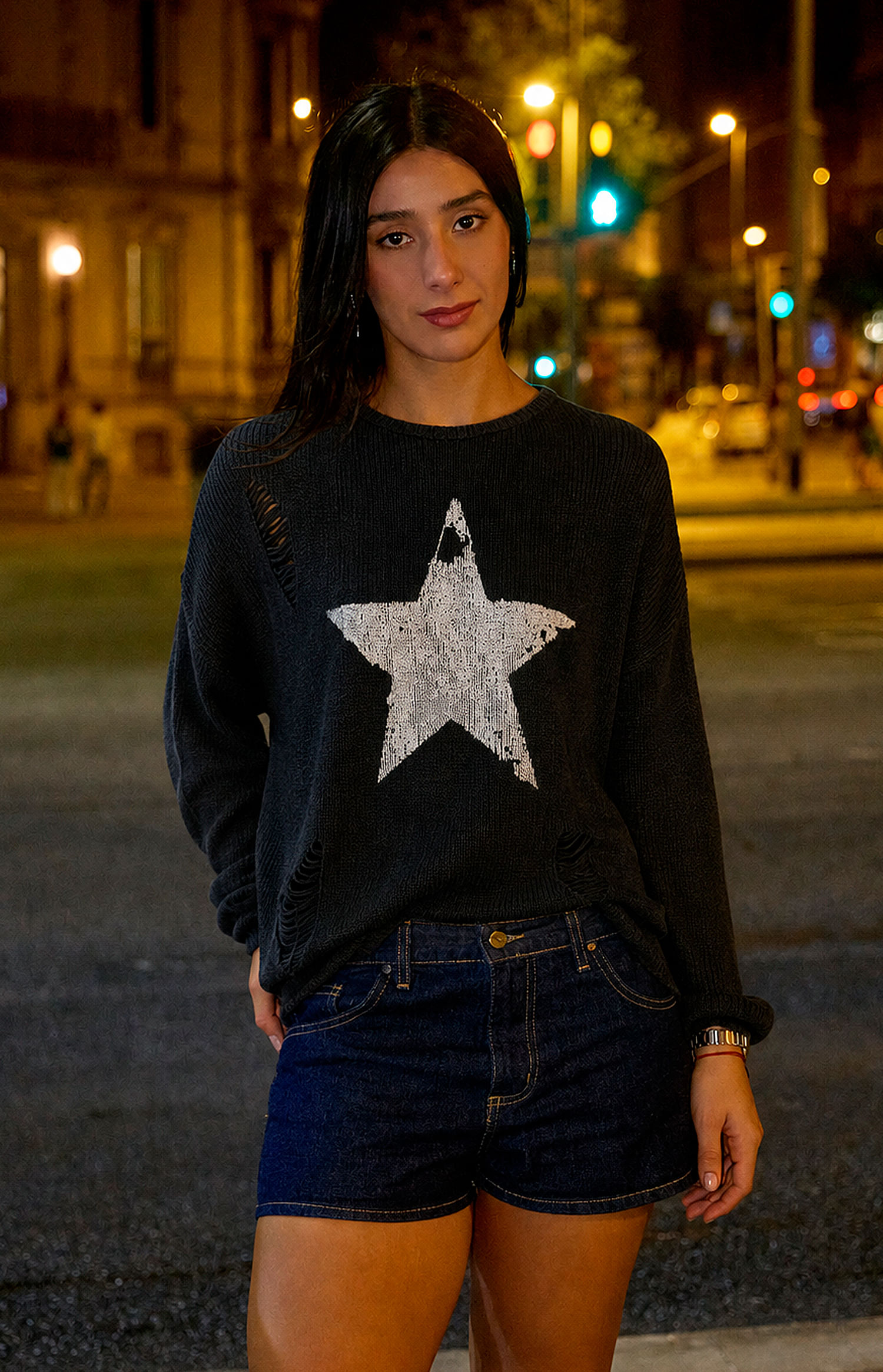 SWEATER SAGE ACID STAR