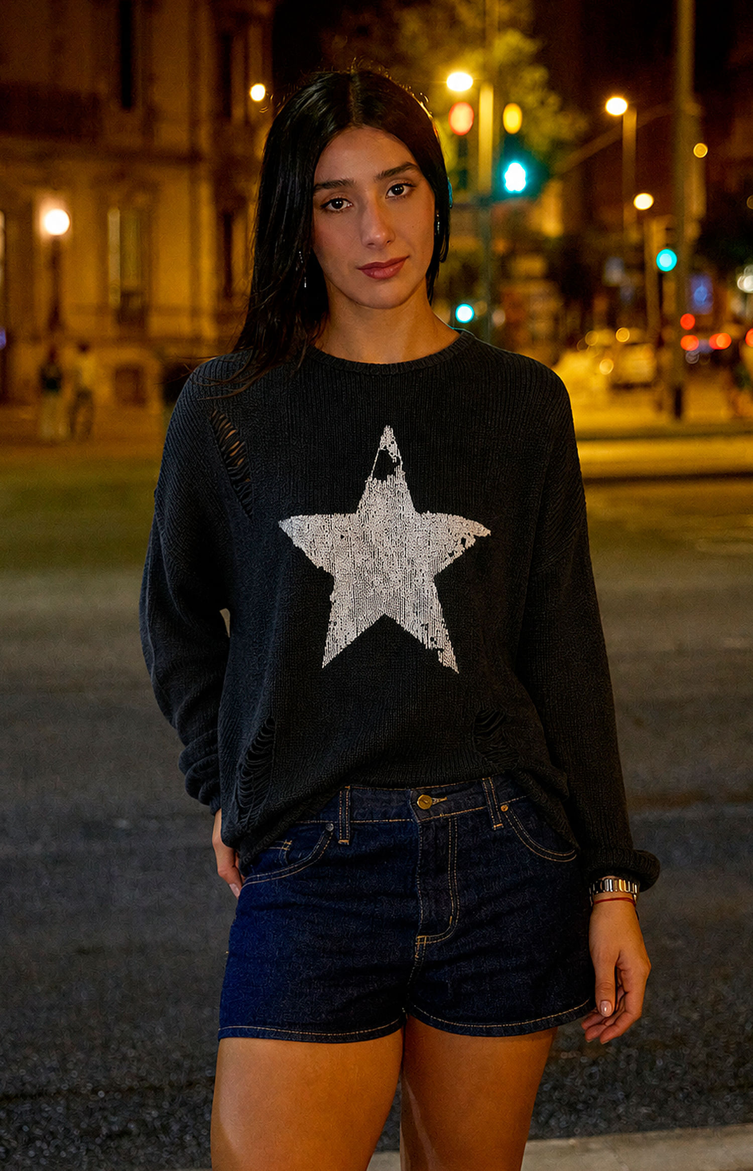 SWEATER SAGE ACID STAR